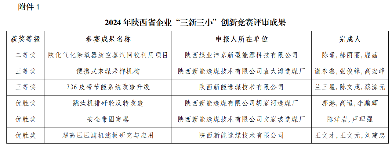 喜報(bào)！新型能源公司多個(gè)項(xiàng)目在陜西省企業(yè)“三新三小”創(chuàng)新競(jìng)賽中獲獎(jiǎng)